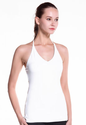 Wholesale strappy sexy open back women custom gym tank top