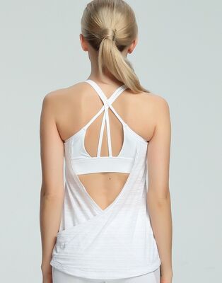 Wholesale activewear strappy back custom ladies tank top with bra