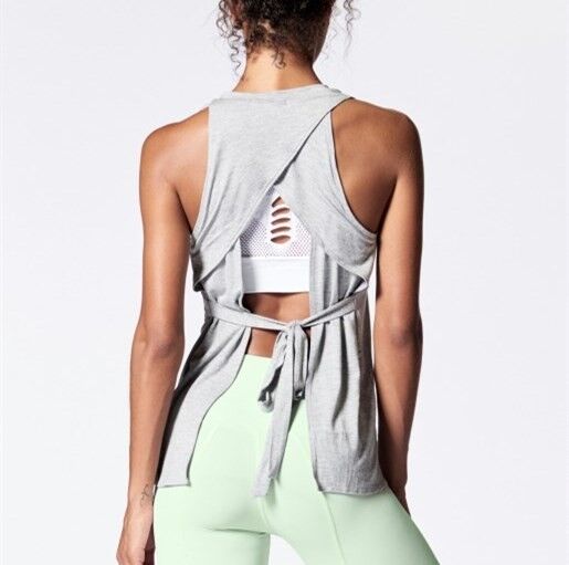 Nylon spandex fitness gym tops womensleeveless workout shirt