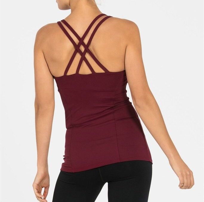 Nylon performance cross back yoga top women running tank top